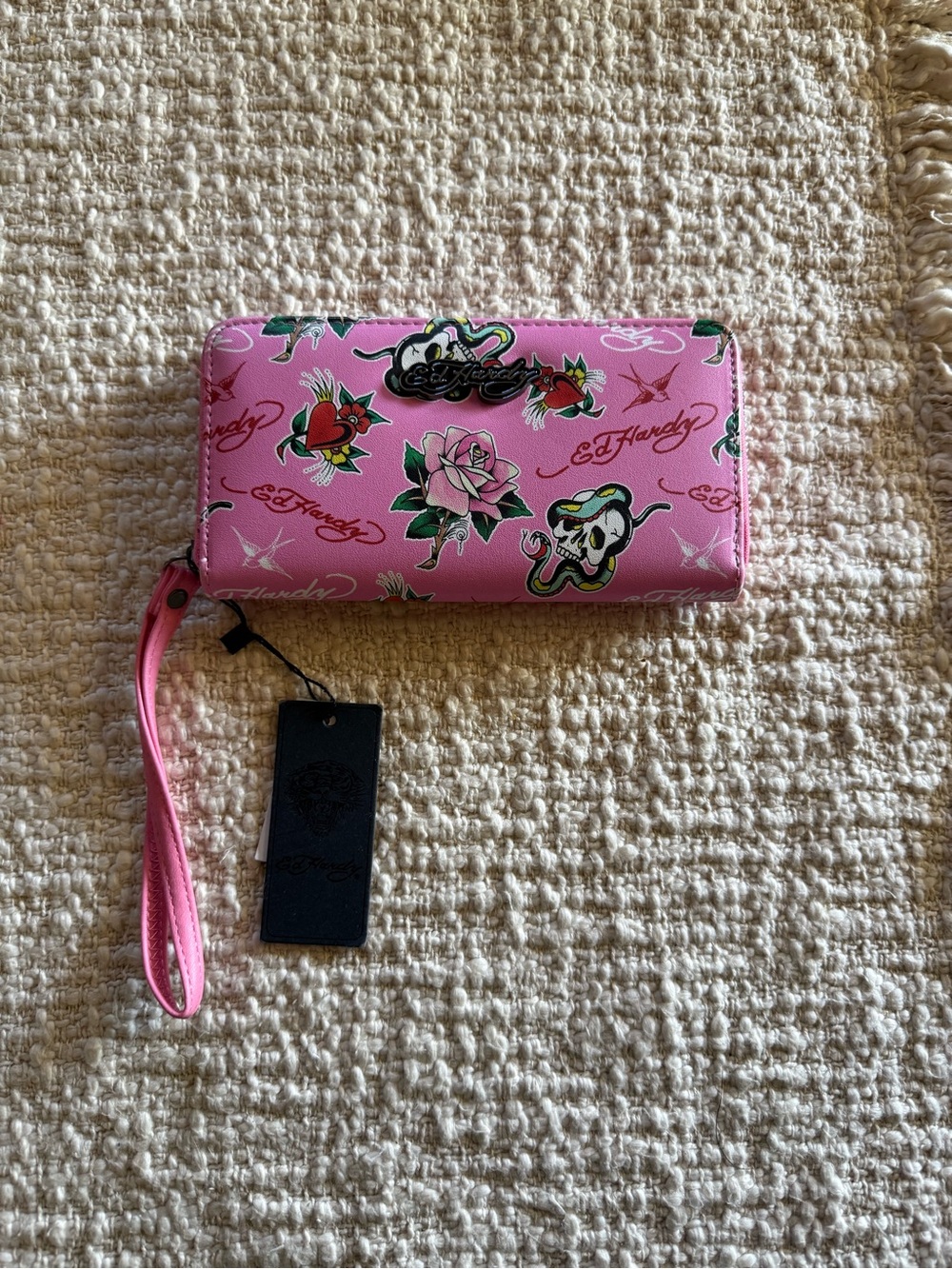 Pink Ed Hardy Iconic Tattoos Wallet NWT